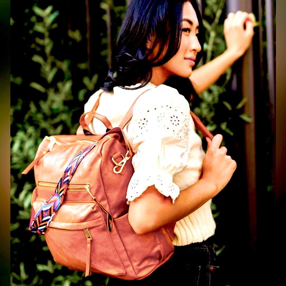 New Vegan Convertible Backpack knapsack Rucksack Purse Faux Leather Travel bag